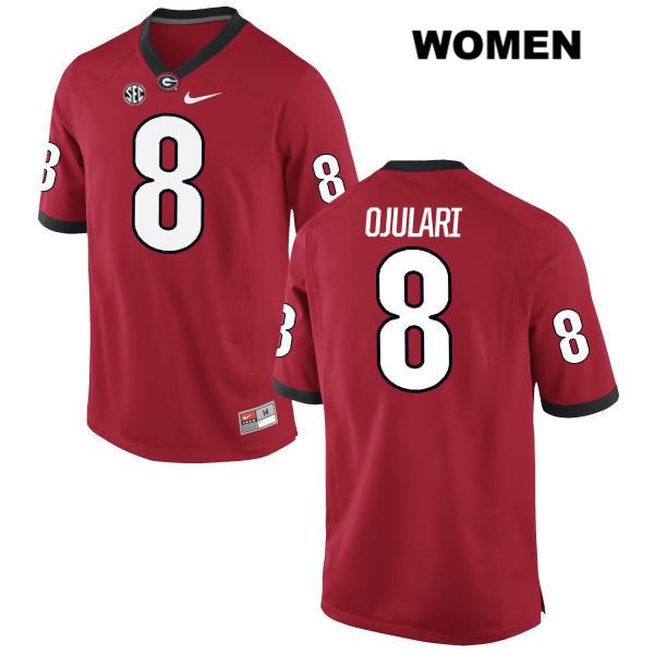 Georgia Bulldogs Women's Azeez Ojulari #8 NCAA Authentic Red Nike Stitched College Football Jersey LLW6356WM
